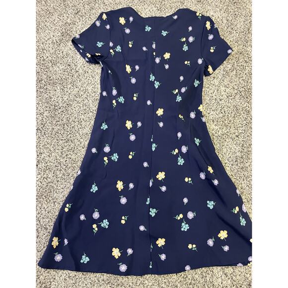 VINTAGE Laura Ashley Y2K Floral Viscose Women’s Dress, Sz 8 Navy Flirty Cottage‎ - Picture 8 of 10
